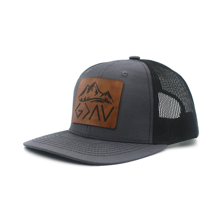 God Is Greater Than The Highs And Lows Adjustable Trucker Hat - Dark Gray+Black - Adjustable (About 21 5/8"-23 5/8") - image 14