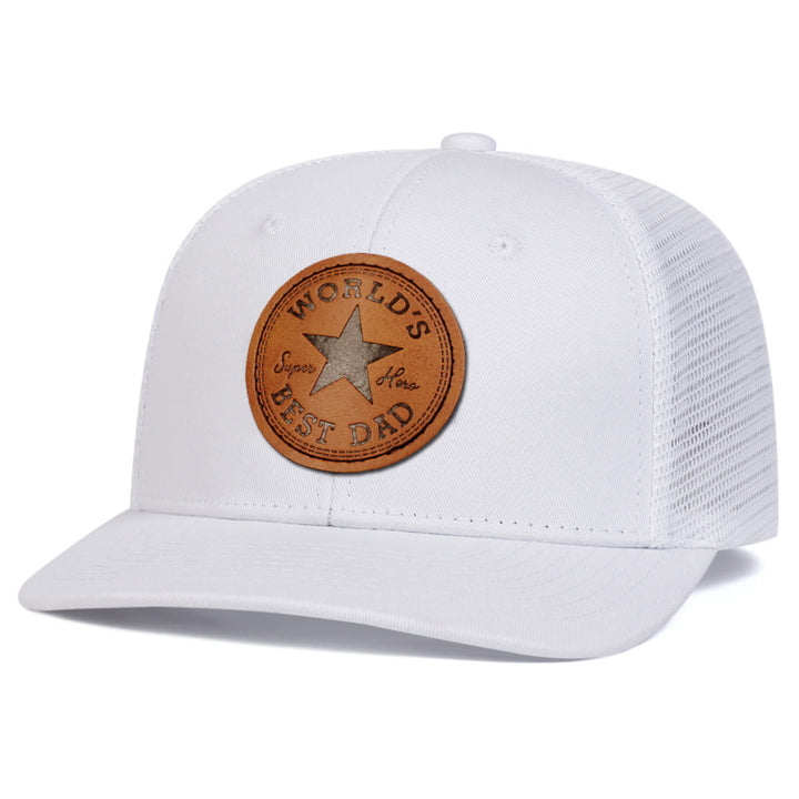 Mens World's Best Dad Adjustable Trucker Hat - All White - Adjustable (About 22"-23 5/8") - image 6