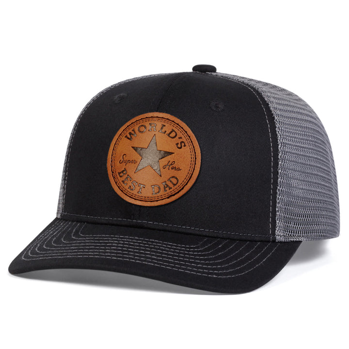 Mens World's Best Dad Adjustable Trucker Hat - Black+Gray - Adjustable (About 22"-23 5/8") - image 7