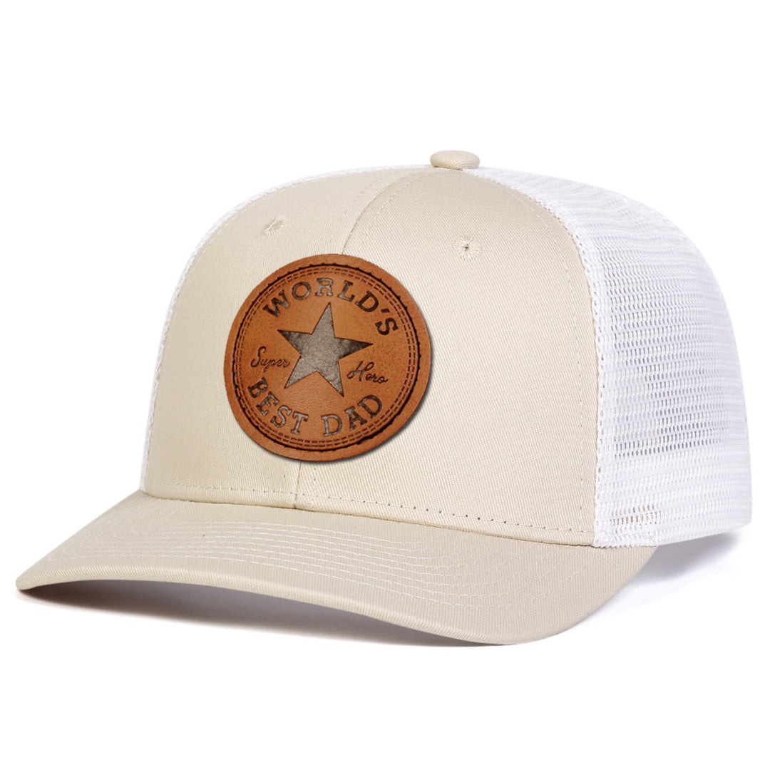 Mens World's Best Dad Adjustable Trucker Hat - Khaki+White - Adjustable (About 22"-23 5/8") - image 5