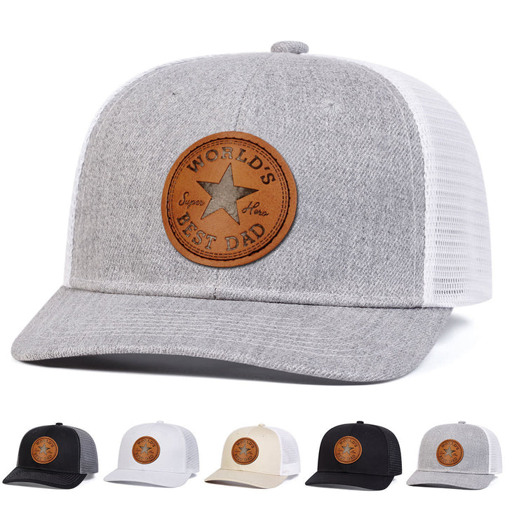 Mens World's Best Dad Adjustable Trucker Hat - Gray+White - Adjustable (About 22"-23 5/8") - image 0