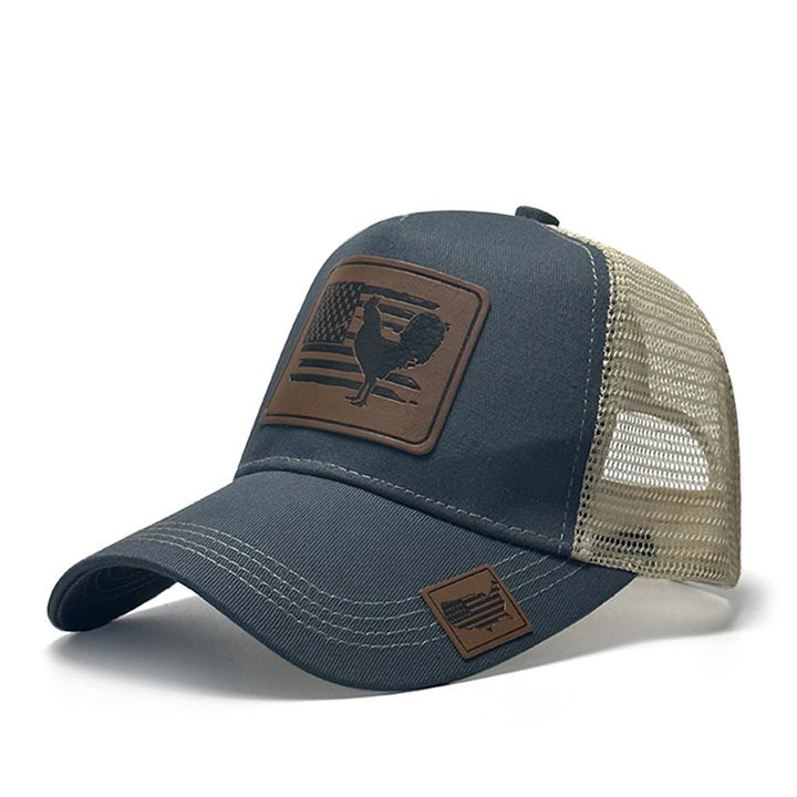 Farm Cock And Flag Adjustable Men's Trucker Hat - SteelBlue - Adjustable (21 1/4"- 22 7/8") - image 7