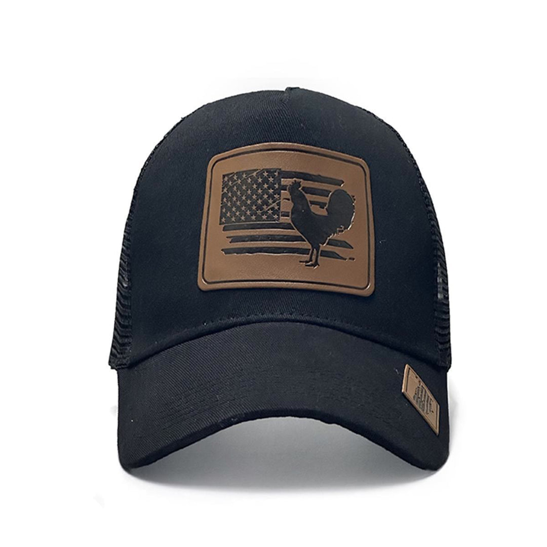 Farm Cock And Flag Adjustable Men's Trucker Hat - image 1
