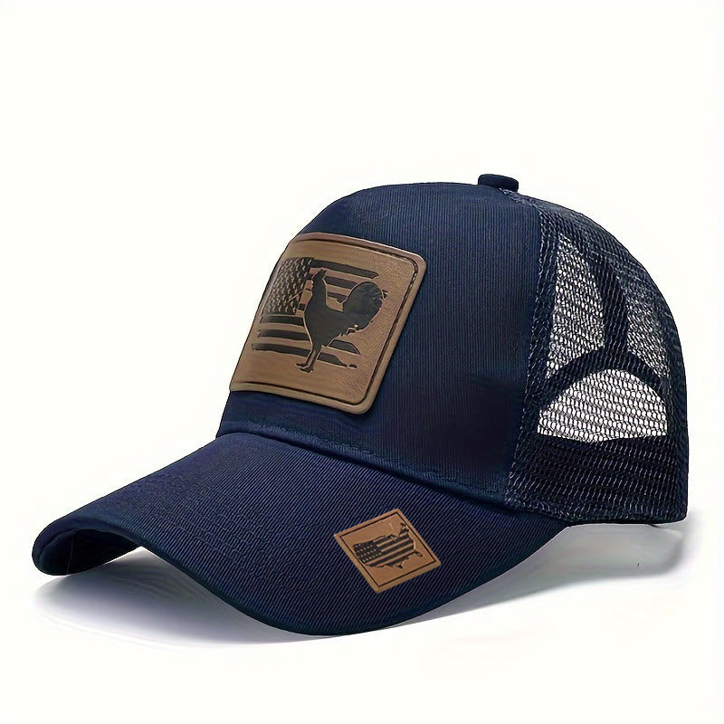 Farm Cock And Flag Adjustable Men's Trucker Hat - Navy - Adjustable (21 1/4"- 22 7/8") - image 9