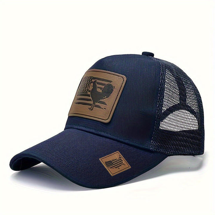Farm Cock And Flag Adjustable Men's Trucker Hat - Navy - Adjustable (21 1/4"- 22 7/8") - image 9