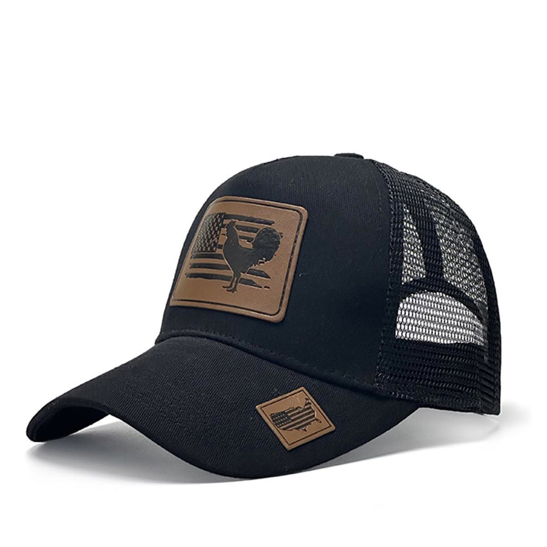 Farm Cock And Flag Adjustable Men's Trucker Hat - image 2