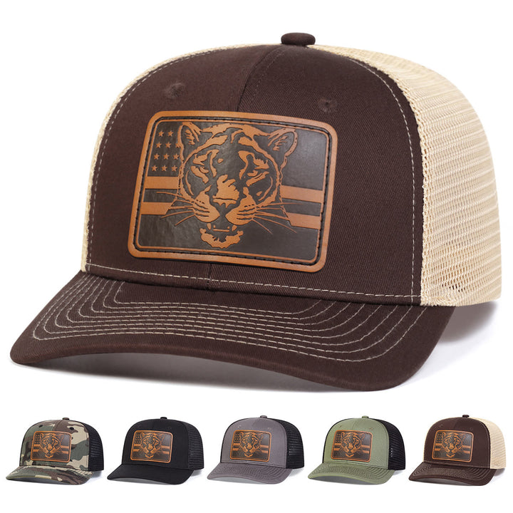 Tiger's Head Flag Adjustable Outdoor Trucker Hat - Brown - Adjustable (About 22"-23 5/8") - image 0