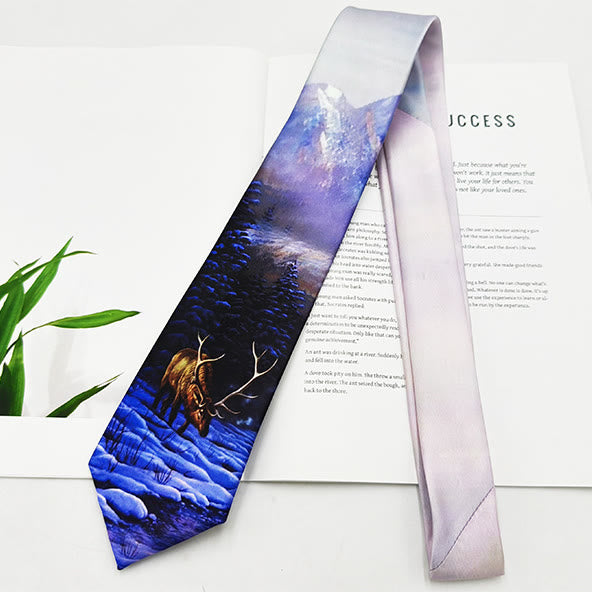 Men's Funny Animal Digital Printing Necktie - Deer - image 4