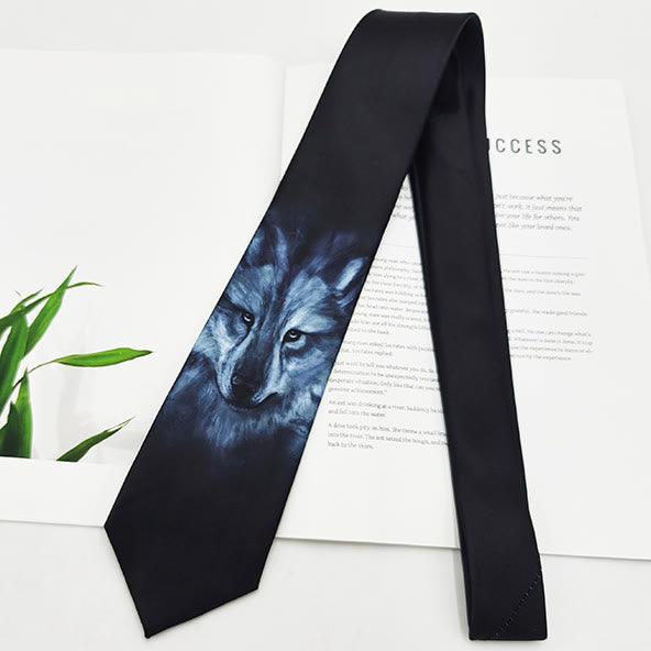 Men's Funny Animal Digital Printing Necktie - Wolf - image 0