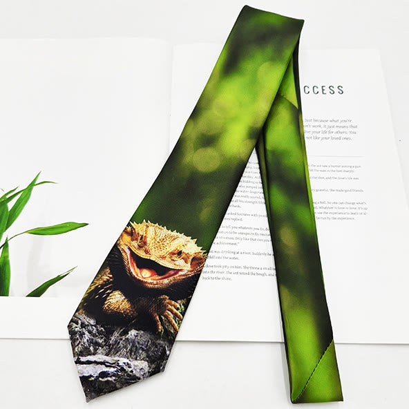 Men's Funny Animal Digital Printing Necktie - Lizard - image 5