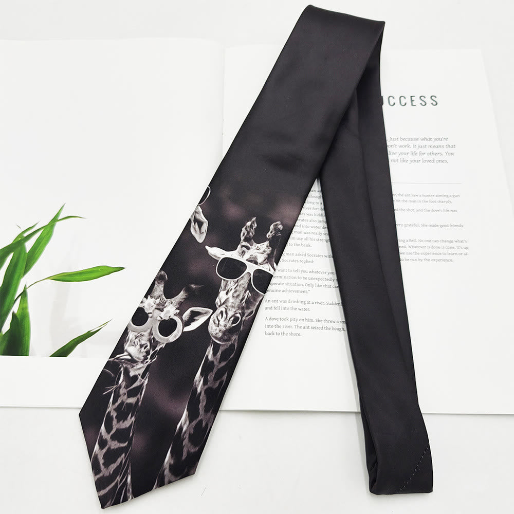Men's Funny Animal Digital Printing Necktie - Giraffe - image 1