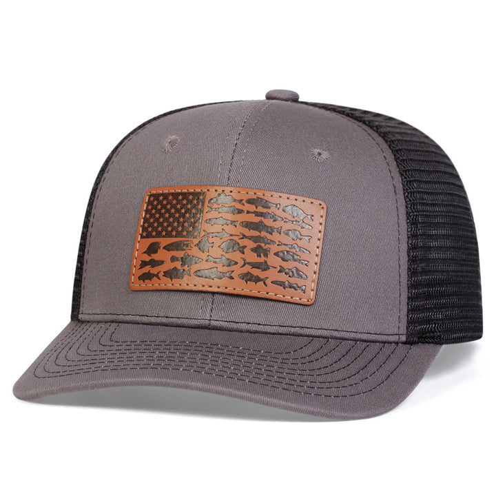 Fish And Flag Adjustable Men's Outdoor Trucker Hat - Gray - Adjustable (About 22"-23 5/8") - image 6