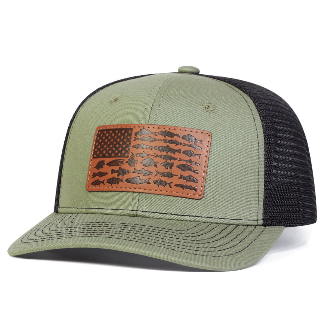 Fish And Flag Adjustable Men's Outdoor Trucker Hat - Green - Adjustable (About 22"-23 5/8") - image 5