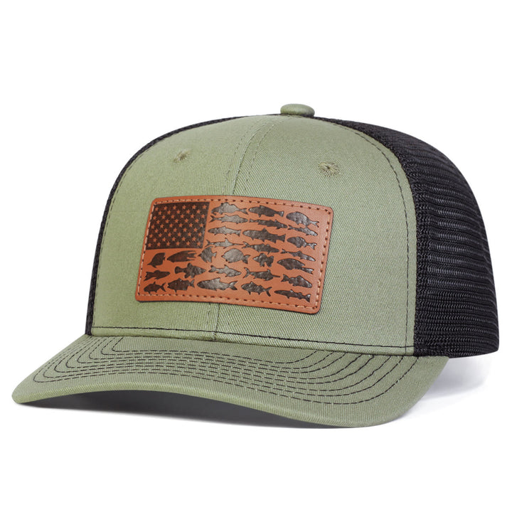 Fish And Flag Adjustable Men's Outdoor Trucker Hat - Green - Adjustable (About 22"-23 5/8") - image 5