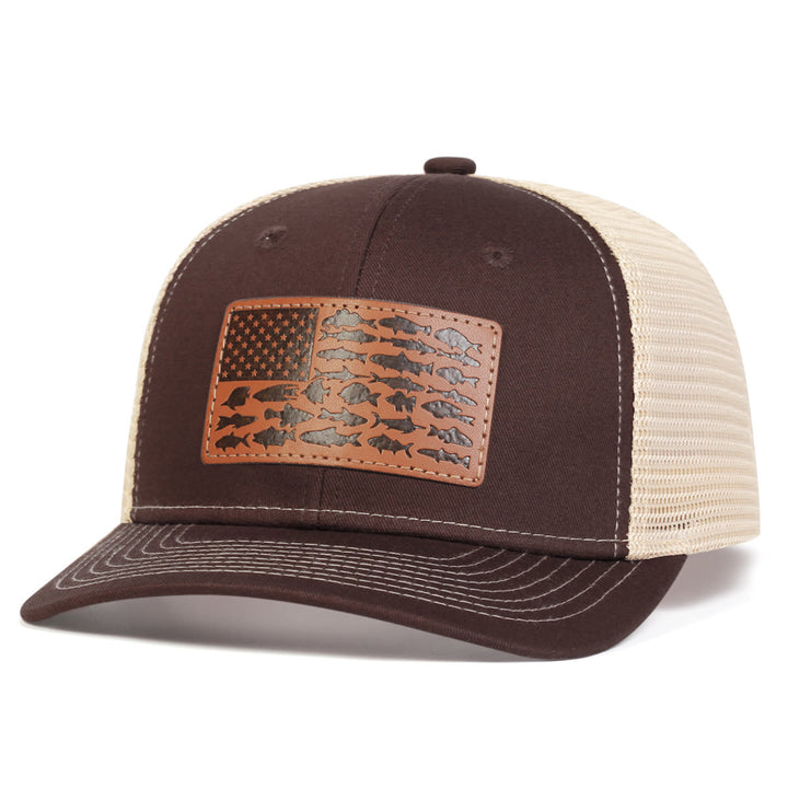 Fish And Flag Adjustable Men's Outdoor Trucker Hat - Brown - Adjustable (About 22"-23 5/8") - image 4