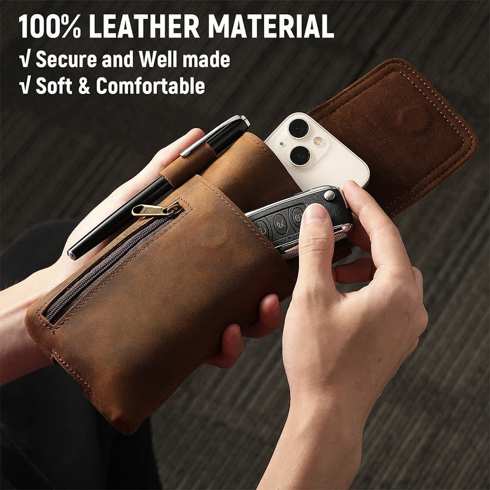 Multi-Function Magnetic Phone Fanny Pack Leather Belt Bag - image 1