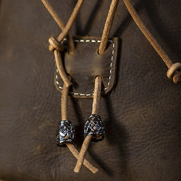 Indian Style Small Wallet Drawstring Crazy Horse Leather Belt Bag - image 2
