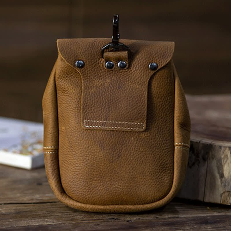 Indian Style Small Wallet Drawstring Crazy Horse Leather Belt Bag - image 4