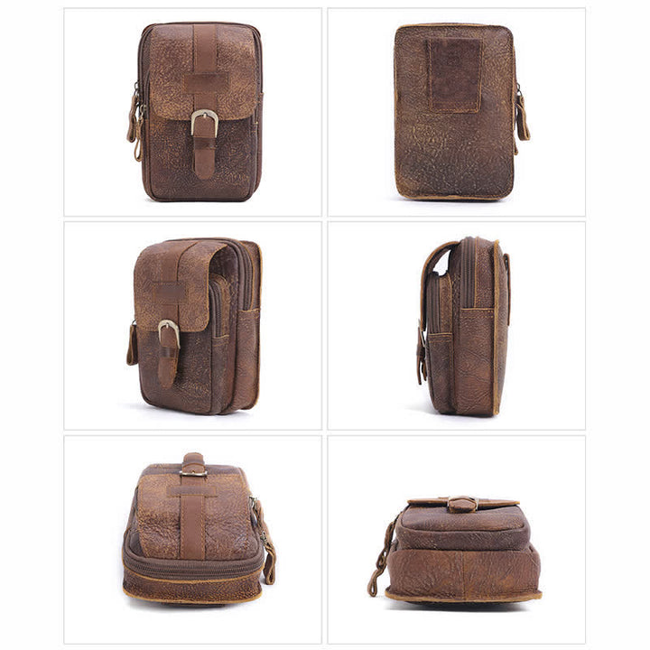 Retro Elegant Travel Fanny Pack Zipper Leather Belt Bag - image 8