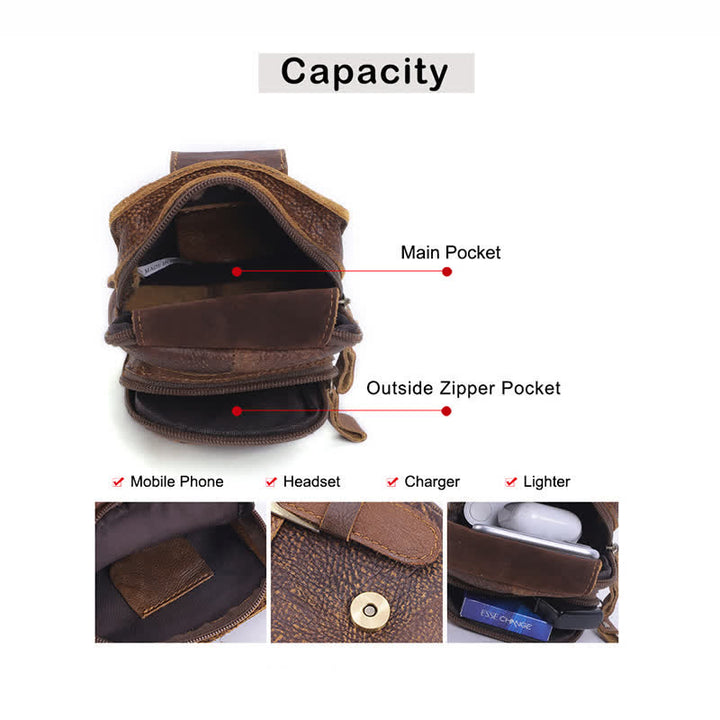 Retro Elegant Travel Fanny Pack Zipper Leather Belt Bag - image 7