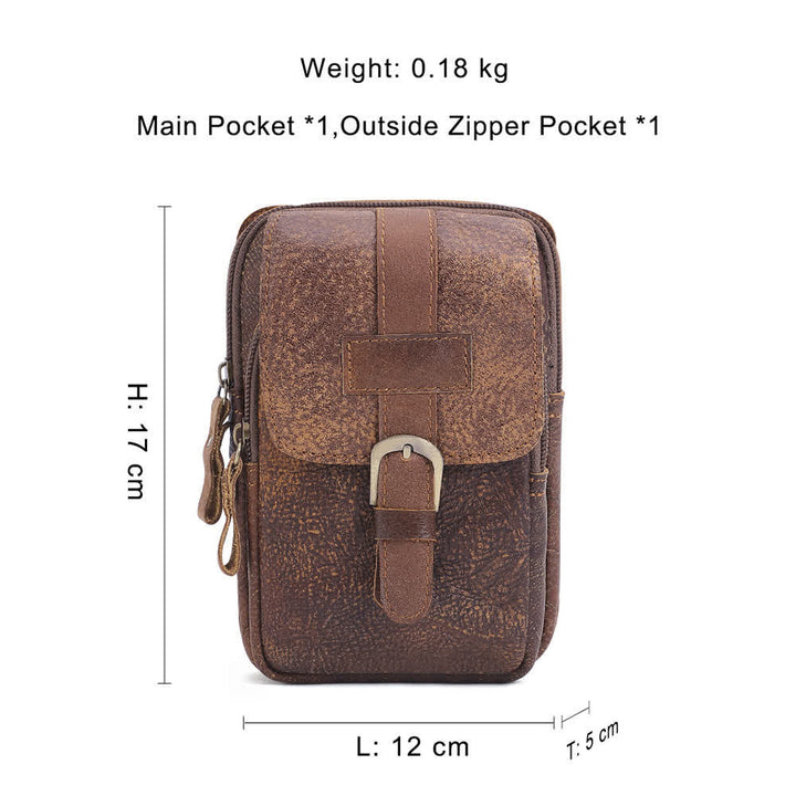Retro Elegant Travel Fanny Pack Zipper Leather Belt Bag - image 9