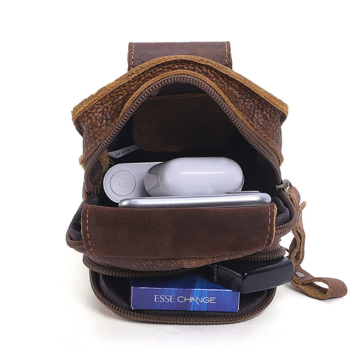 Retro Elegant Travel Fanny Pack Zipper Leather Belt Bag - image 4