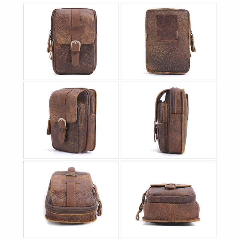 Retro Elegant Travel Fanny Pack Zipper Leather Belt Bag - image 8