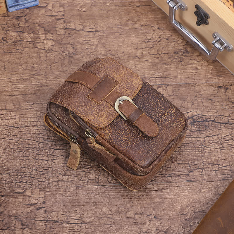 Retro Elegant Travel Fanny Pack Zipper Leather Belt Bag - image 2