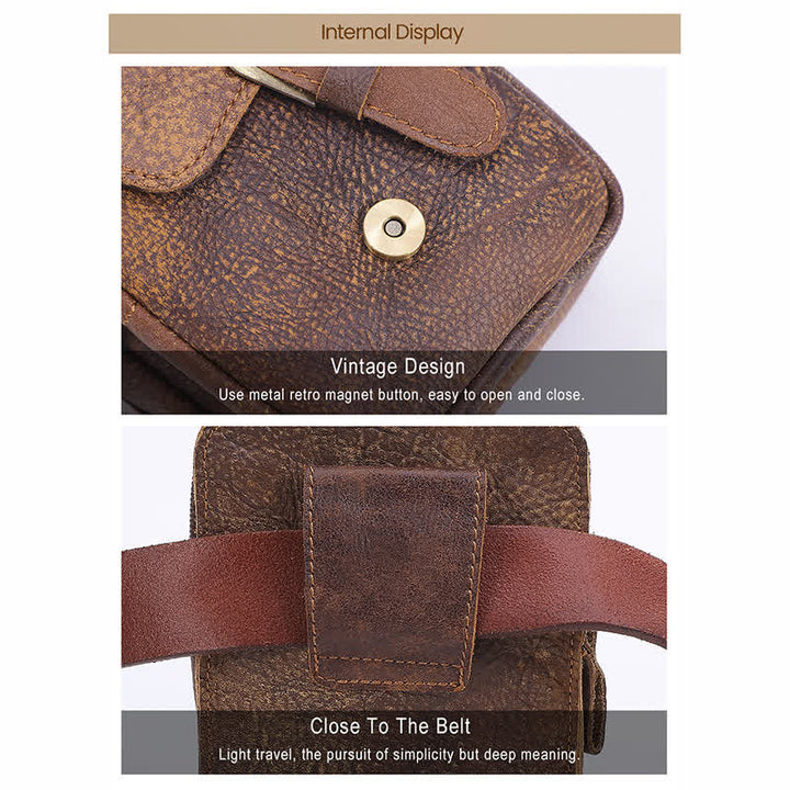 Retro Elegant Travel Fanny Pack Zipper Leather Belt Bag - image 6