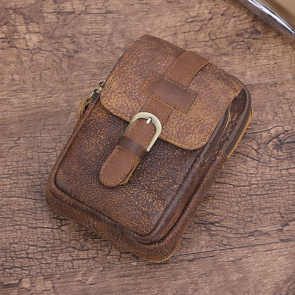Retro Elegant Travel Fanny Pack Zipper Leather Belt Bag - image 1