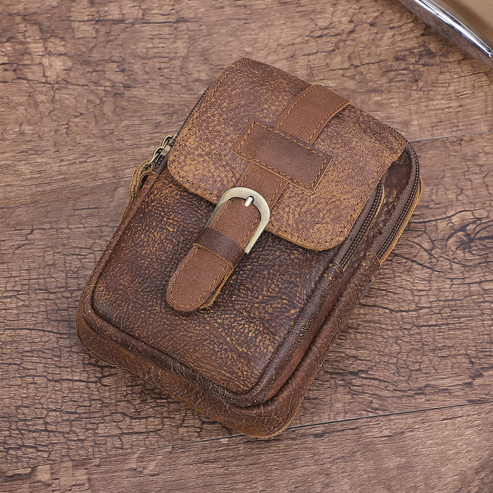 Retro Elegant Travel Fanny Pack Zipper Leather Belt Bag - image 1