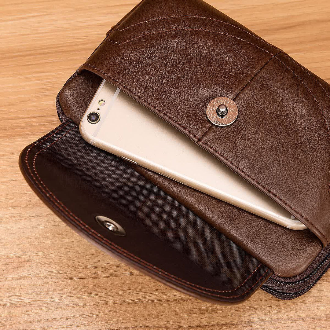 Card Holder Casual Simple Horizontal Zipper Leather Belt Bag - image 7