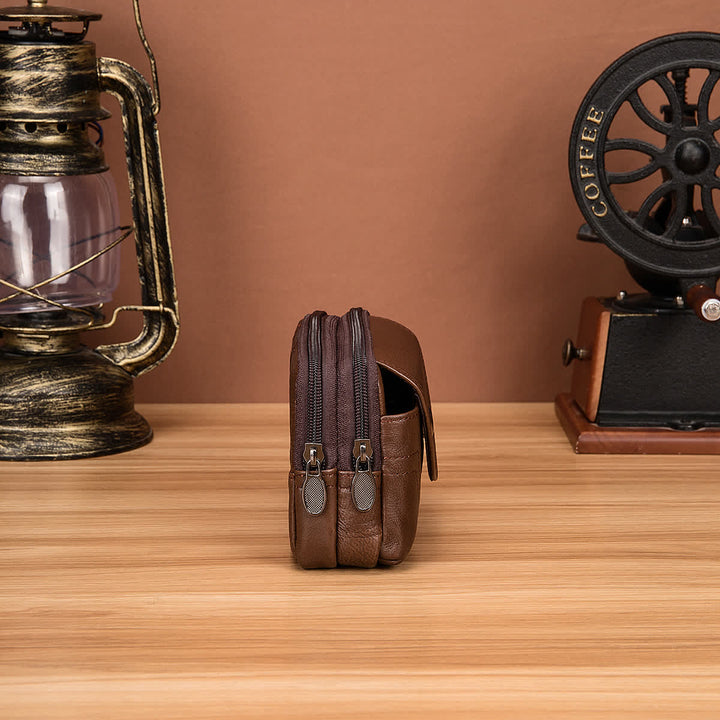 Card Holder Casual Simple Horizontal Zipper Leather Belt Bag - image 5