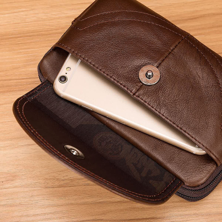 Card Holder Casual Simple Horizontal Zipper Leather Belt Bag - image 7