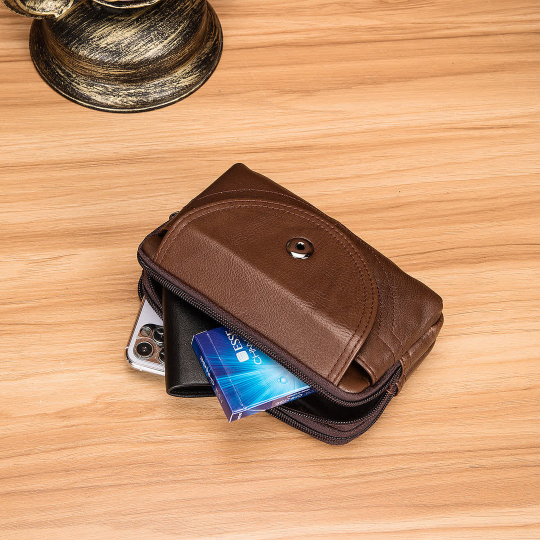 Card Holder Casual Simple Horizontal Zipper Leather Belt Bag - image 6