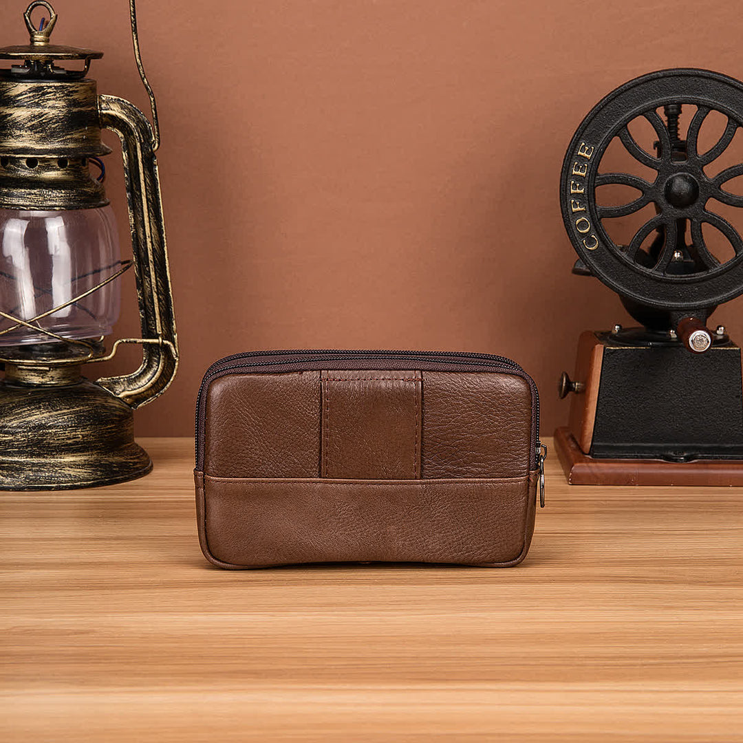 Card Holder Casual Simple Horizontal Zipper Leather Belt Bag - image 4