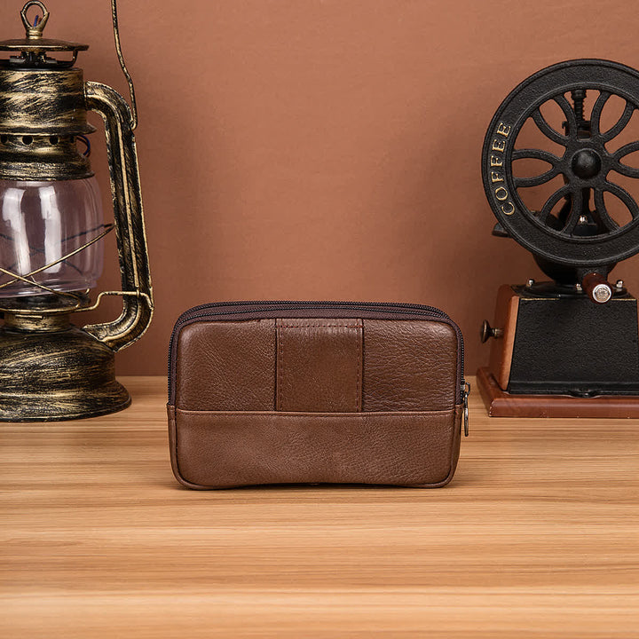 Card Holder Casual Simple Horizontal Zipper Leather Belt Bag - image 4