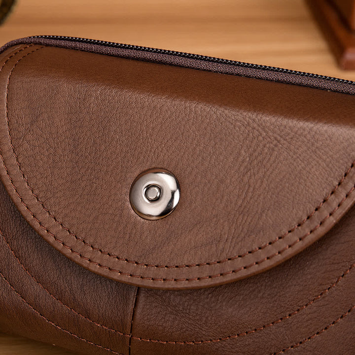 Card Holder Casual Simple Horizontal Zipper Leather Belt Bag - image 9