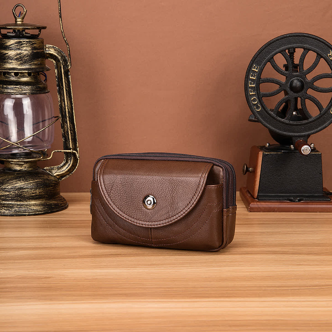 Card Holder Casual Simple Horizontal Zipper Leather Belt Bag - image 3