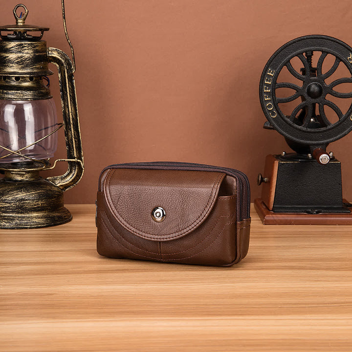 Card Holder Casual Simple Horizontal Zipper Leather Belt Bag - image 3