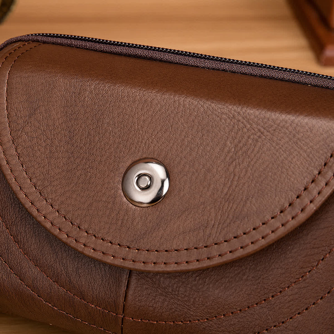Card Holder Casual Simple Horizontal Zipper Leather Belt Bag - image 9