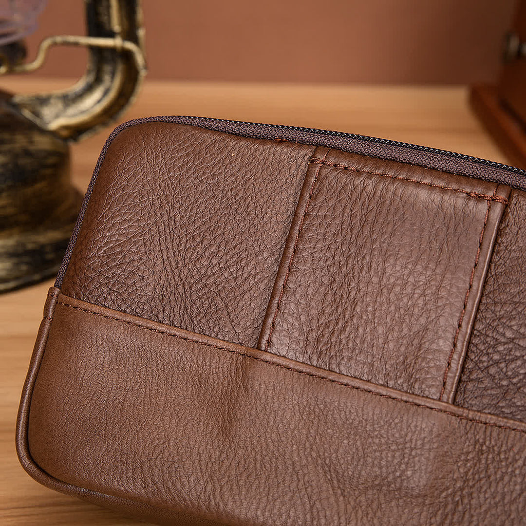 Card Holder Casual Simple Horizontal Zipper Leather Belt Bag - image 10