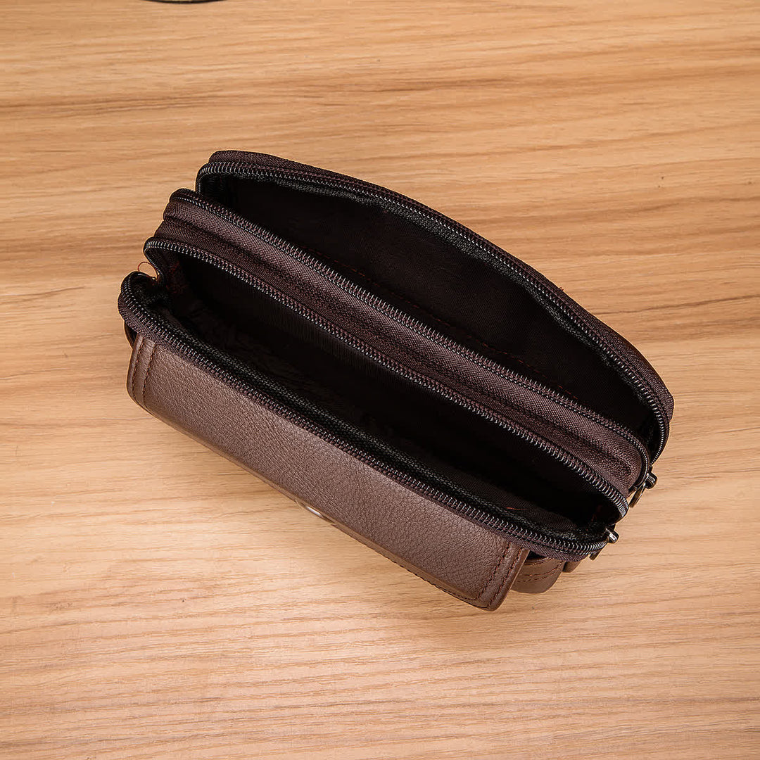 Card Holder Casual Simple Horizontal Zipper Leather Belt Bag - image 8