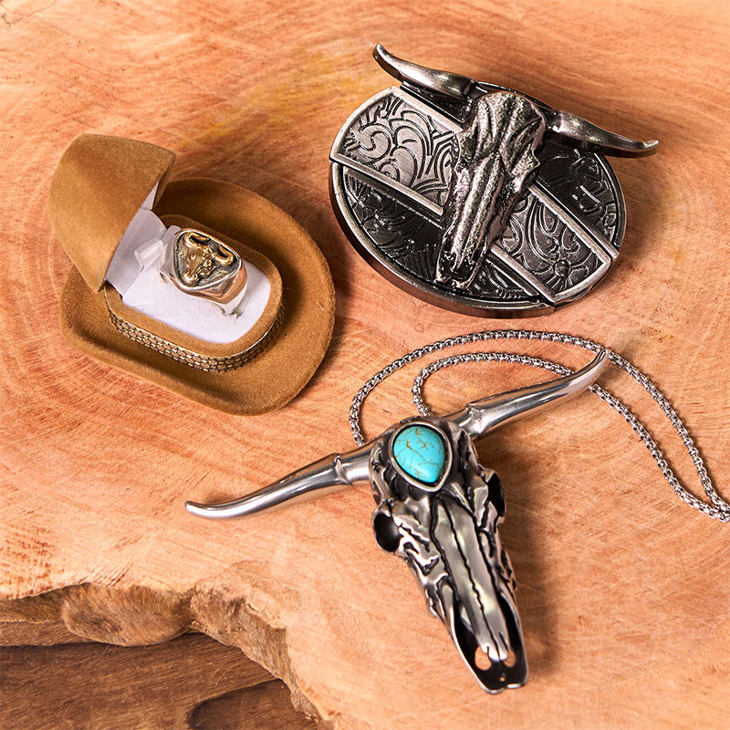 Longhorn Skull DIY Hidden Knife Belt Buckle With Bull Ring Bundle Set - Longhorn Skull - Without Belt - Not Include Belt - image 1