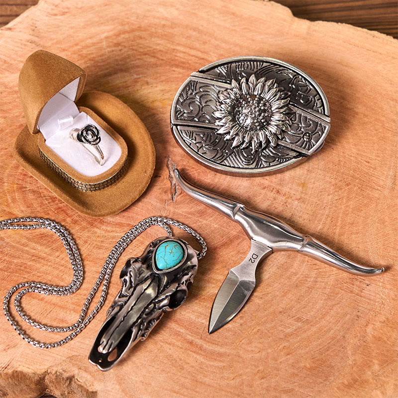 Sunflower DIY Hidden Knife Belt Buckle With Longhorn Pendant Bundle Set - image 2