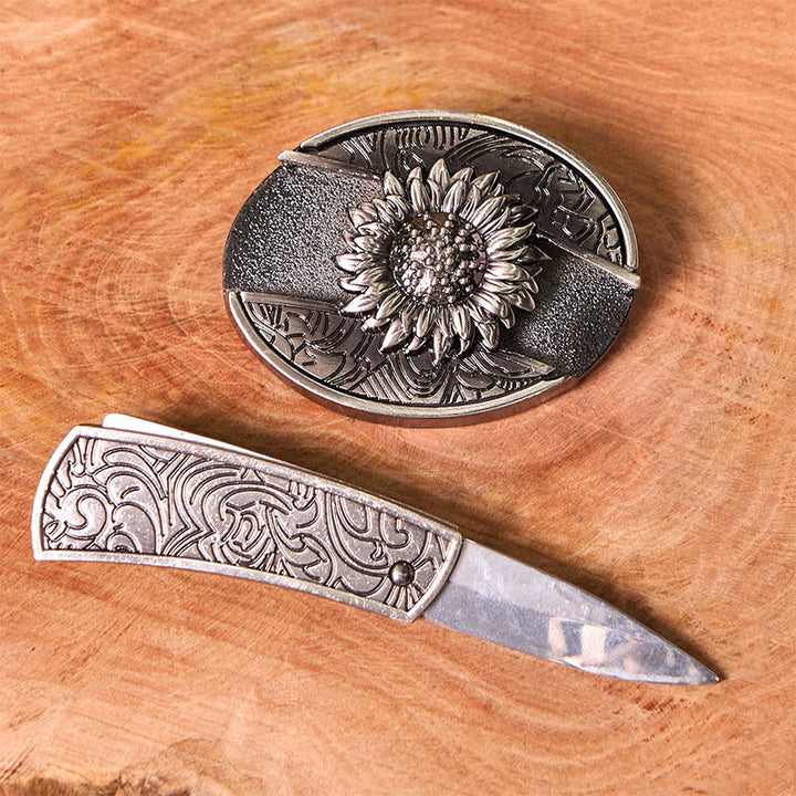 Sunflower DIY Hidden Knife Belt Buckle With Longhorn Pendant Bundle Set - image 3