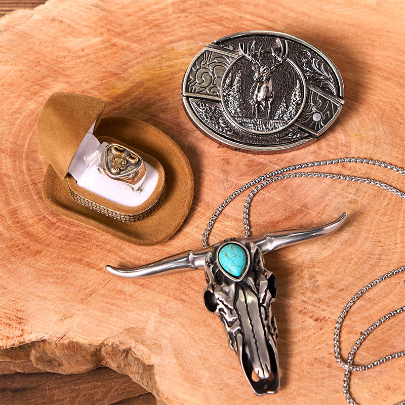 Forest Deer DIY Hidden Knife Belt Buckle With Bull Ring Bundle Set - Forest Deer - Without Belt - Not Include Belt - image 1