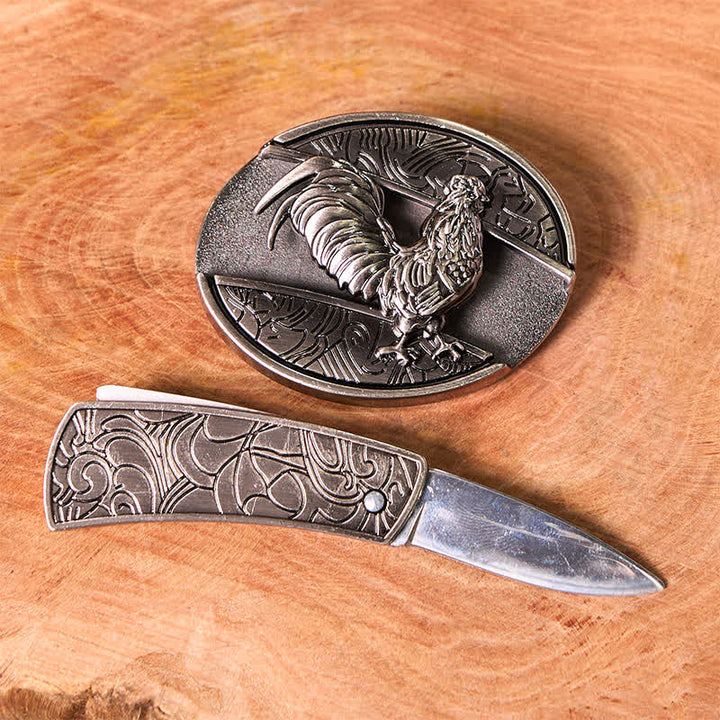 Funny Cock DIY Hidden Knife Belt Buckle Cross Pendant Rose Ring Bundle Set - image 2