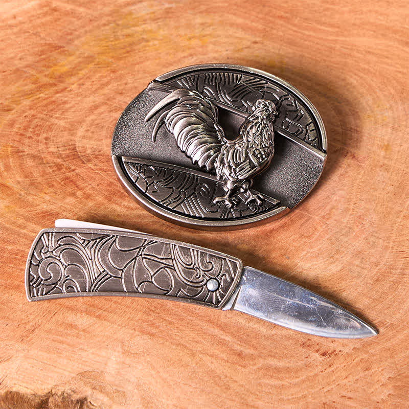 Funny Cock DIY Hidden Knife Belt Buckle Cross Pendant Rose Ring Bundle Set - image 2
