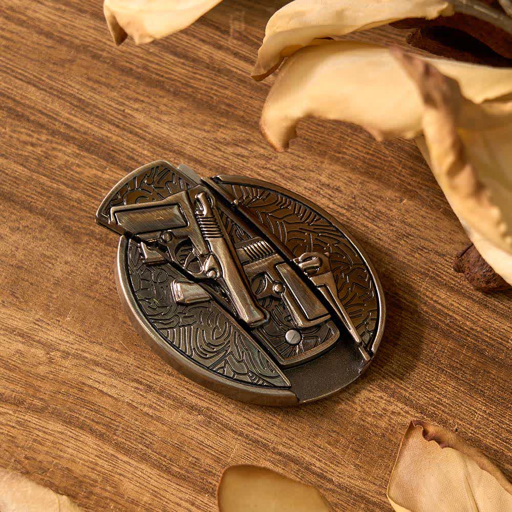 3Pcs DIY Eagle & Guns & Deer Hidden Folding Knife Belt Buckles Bundle Set - image 6